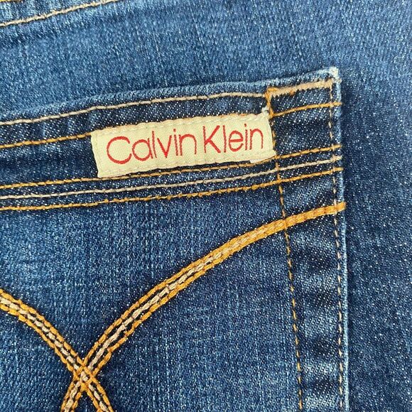 Calvin Klein Flare Bootcut Blue Jeans Women's Size 10 Stretch‎ embroidery - Picture 5 of 16